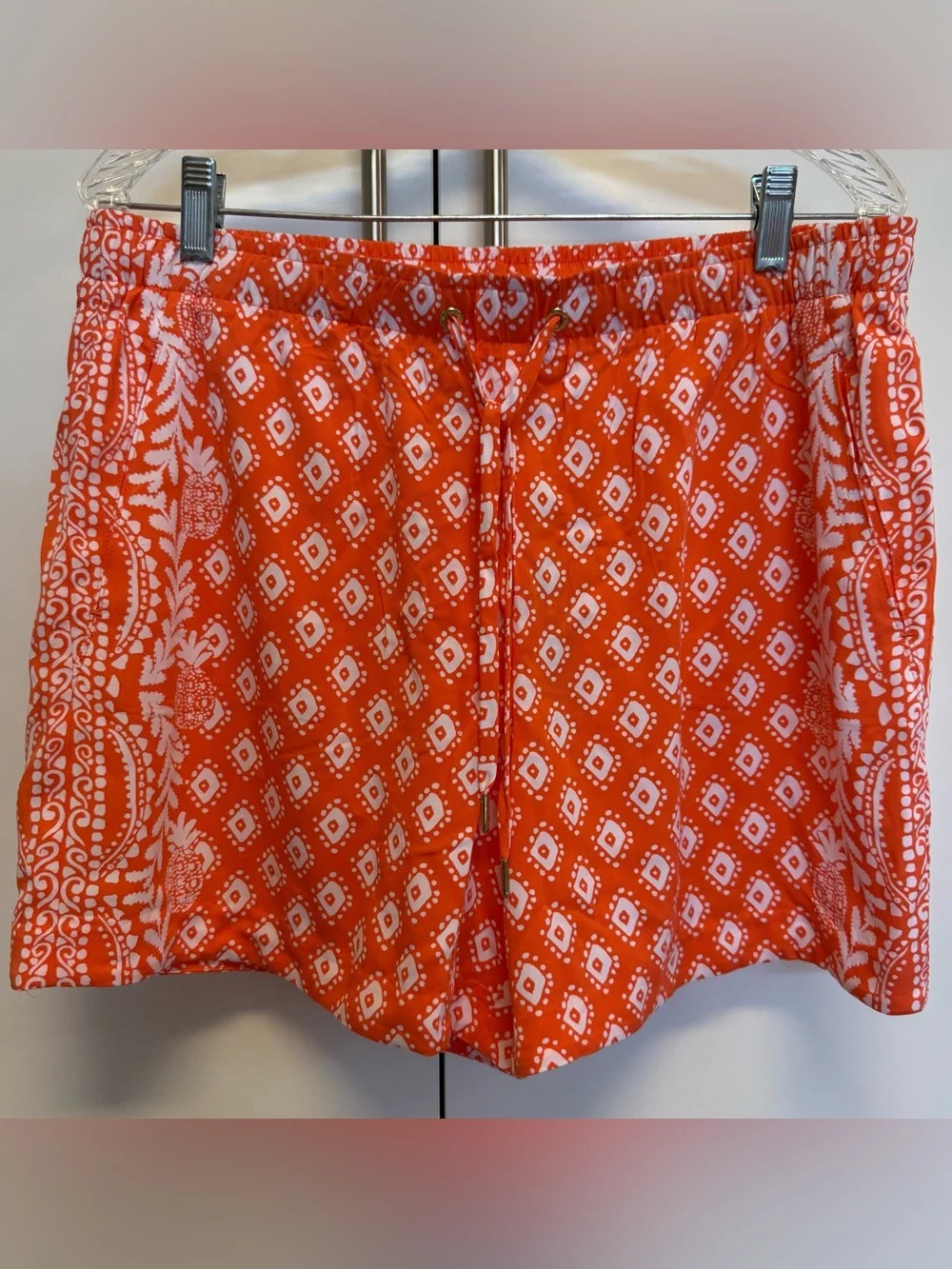 Lilly Pulitzer Croix Shorts L NWT Orange Print Drawstring Waist - Picture 1 of 7